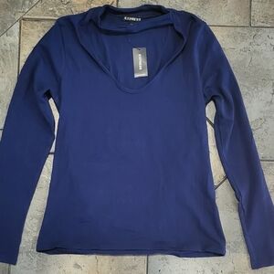 Express Women's Blue Long Sleeve Top